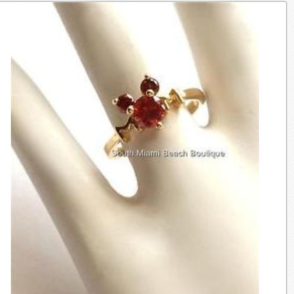 SOLD Gold Mickey Mouse Ears Ring Disney Size 6 Red - Picture 2 of 8